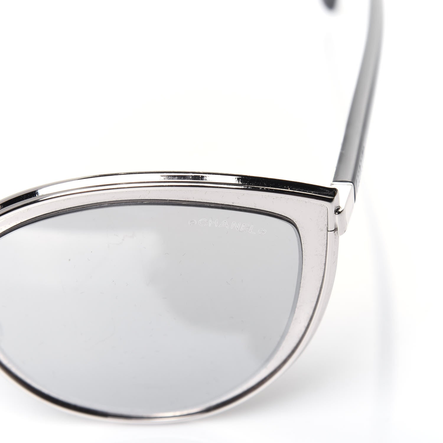 Chanel Metal Cat Eye Sunglasses 4222 Silver Black 7 of 8