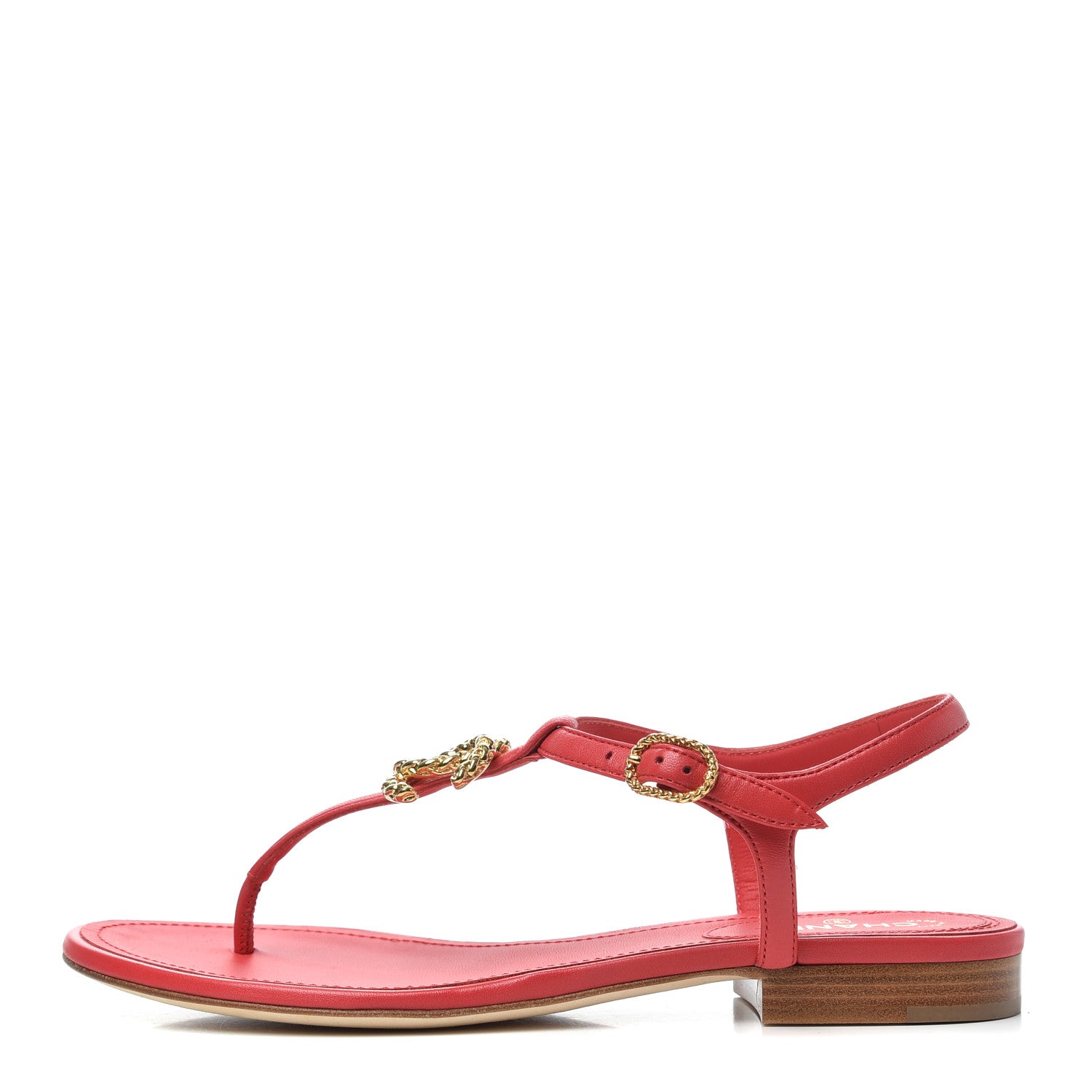 Chanel Lambskin Chain CC Logo Thong Sandals 36.5 Red 1 of 8