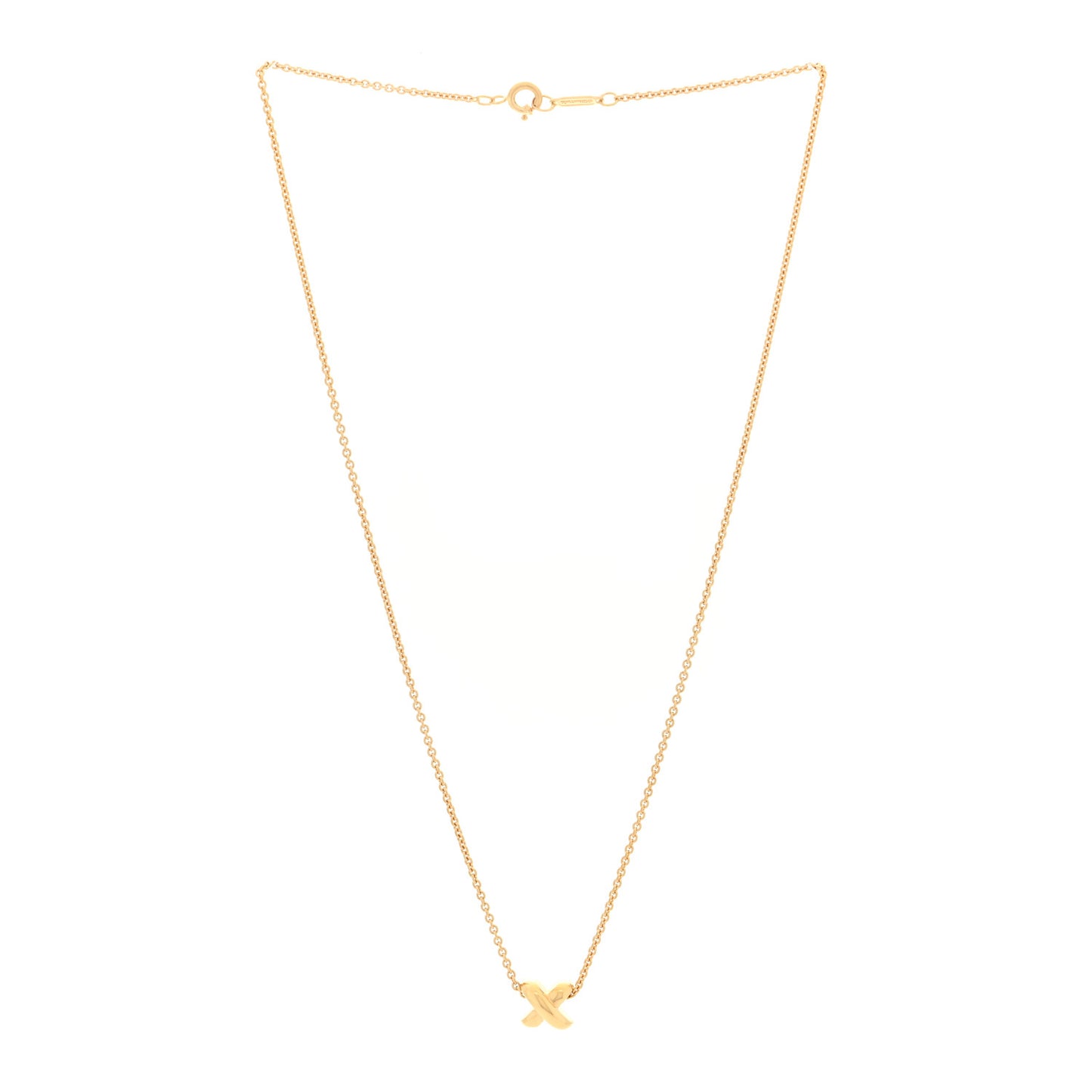 18K Yellow Gold X Pendant Necklace