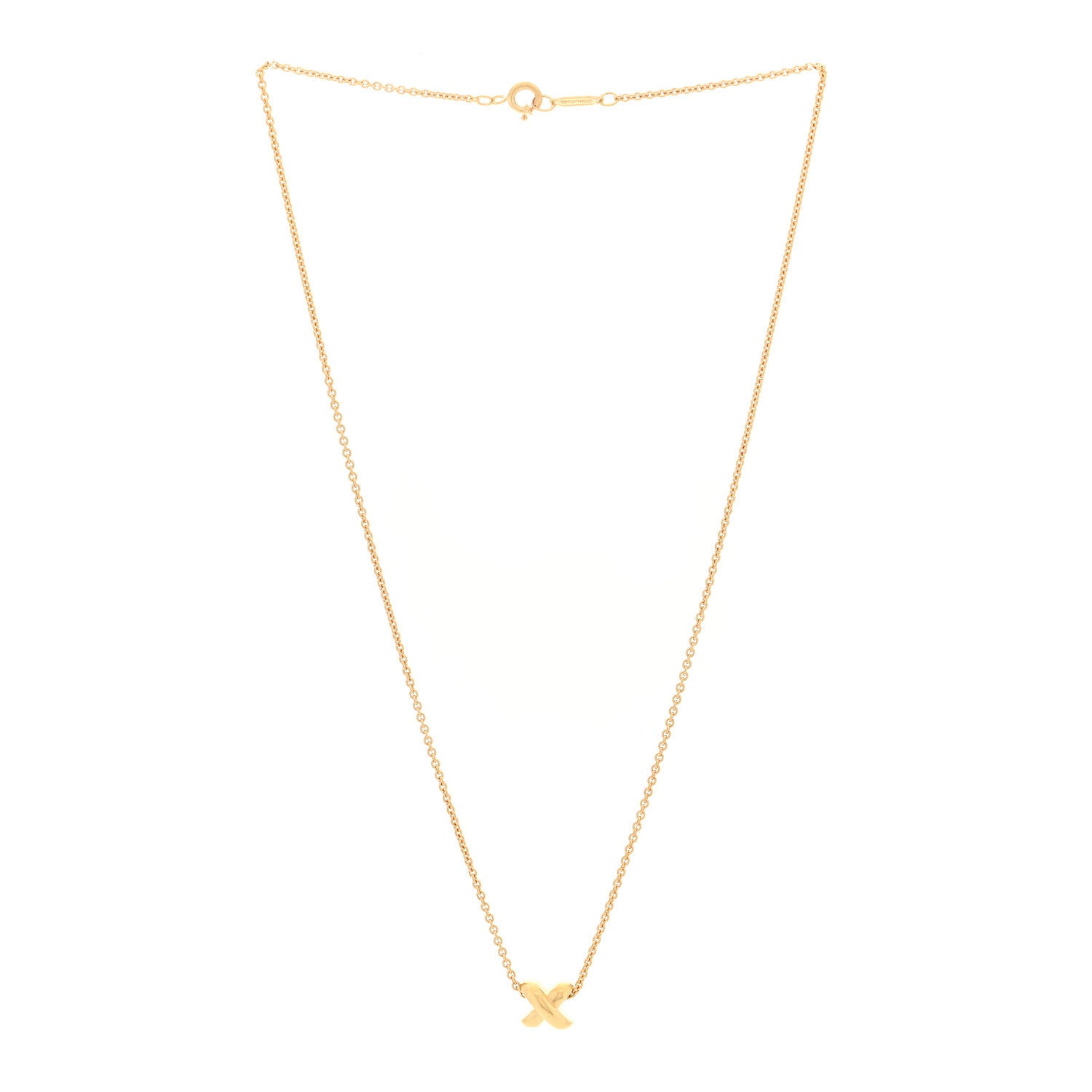 Tiffany 18K Yellow Gold X Pendant Necklace 3 of 5