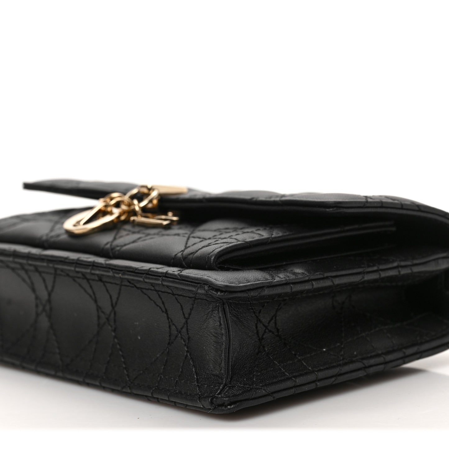 Lambskin Cannage Lady Dior Chain Pouch Black