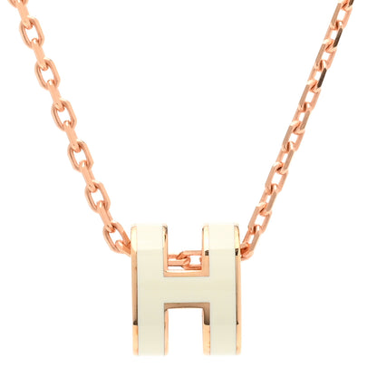 Hermes Lacquered Rose Gold Mini Pop H Pendant Necklace White 4 of 8