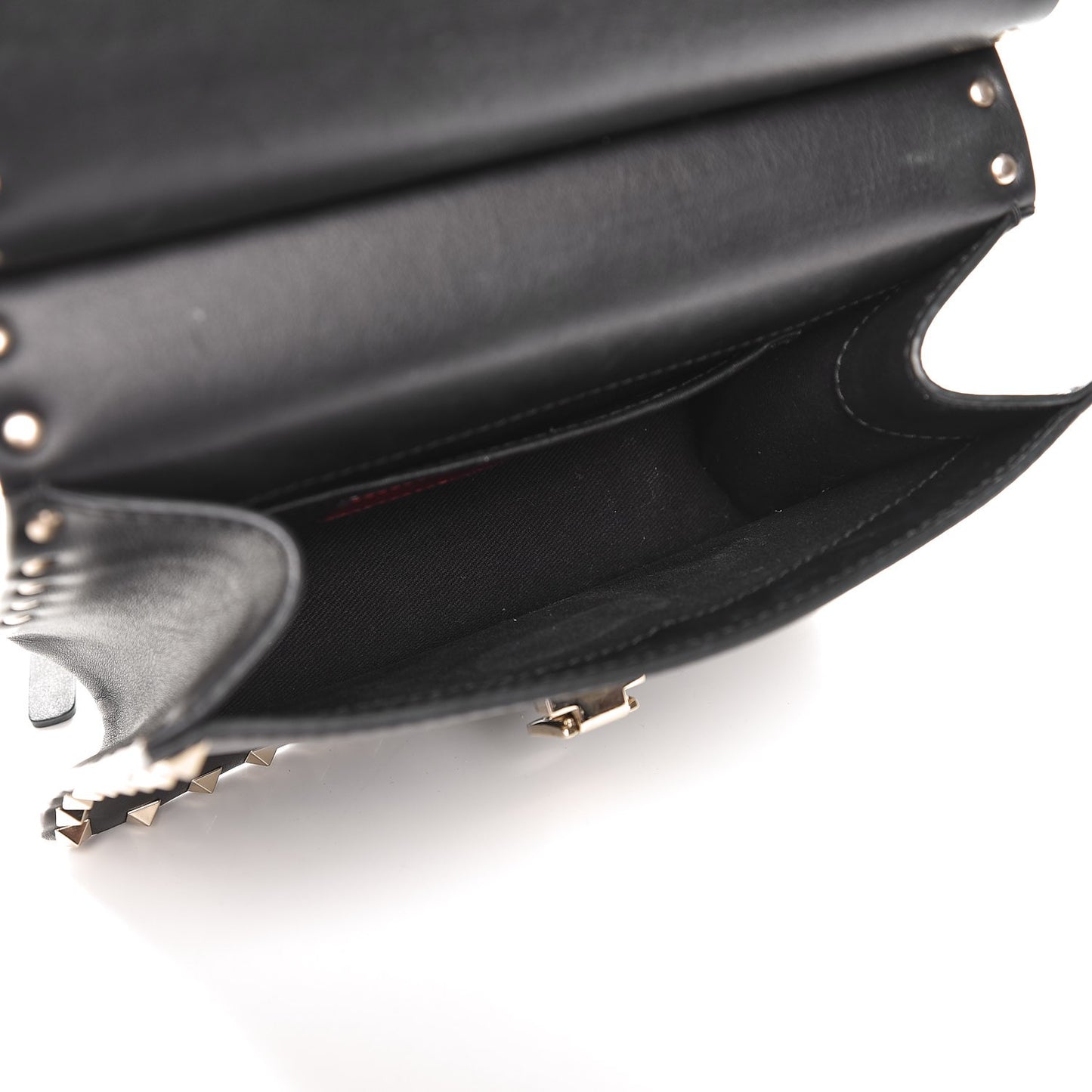 Calfskin Rockstud Crossbody Messenger Bag Black