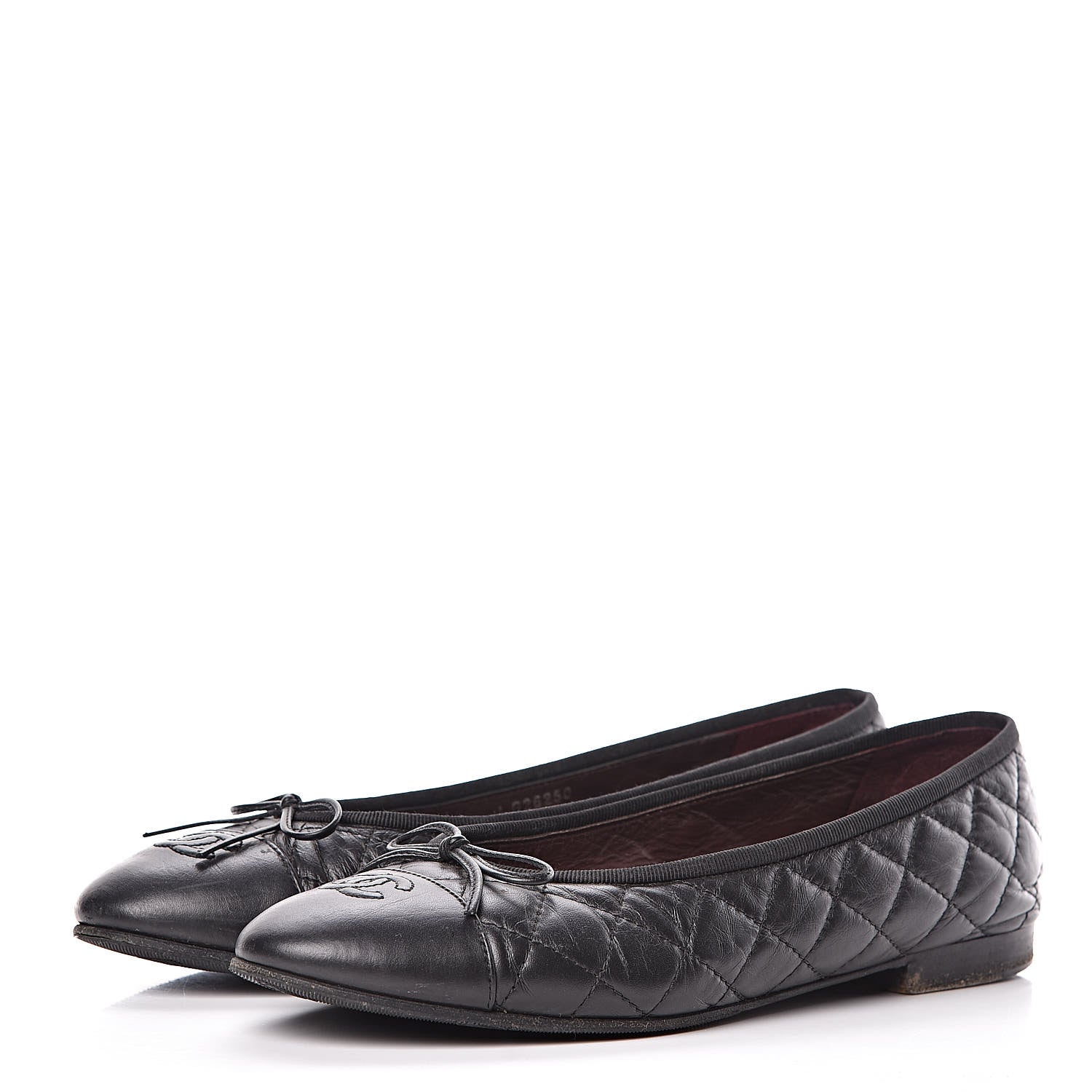 Chanel Aged Calfskin Quilted Cap Toe Ballerina Flats 40 Black 4 of 18