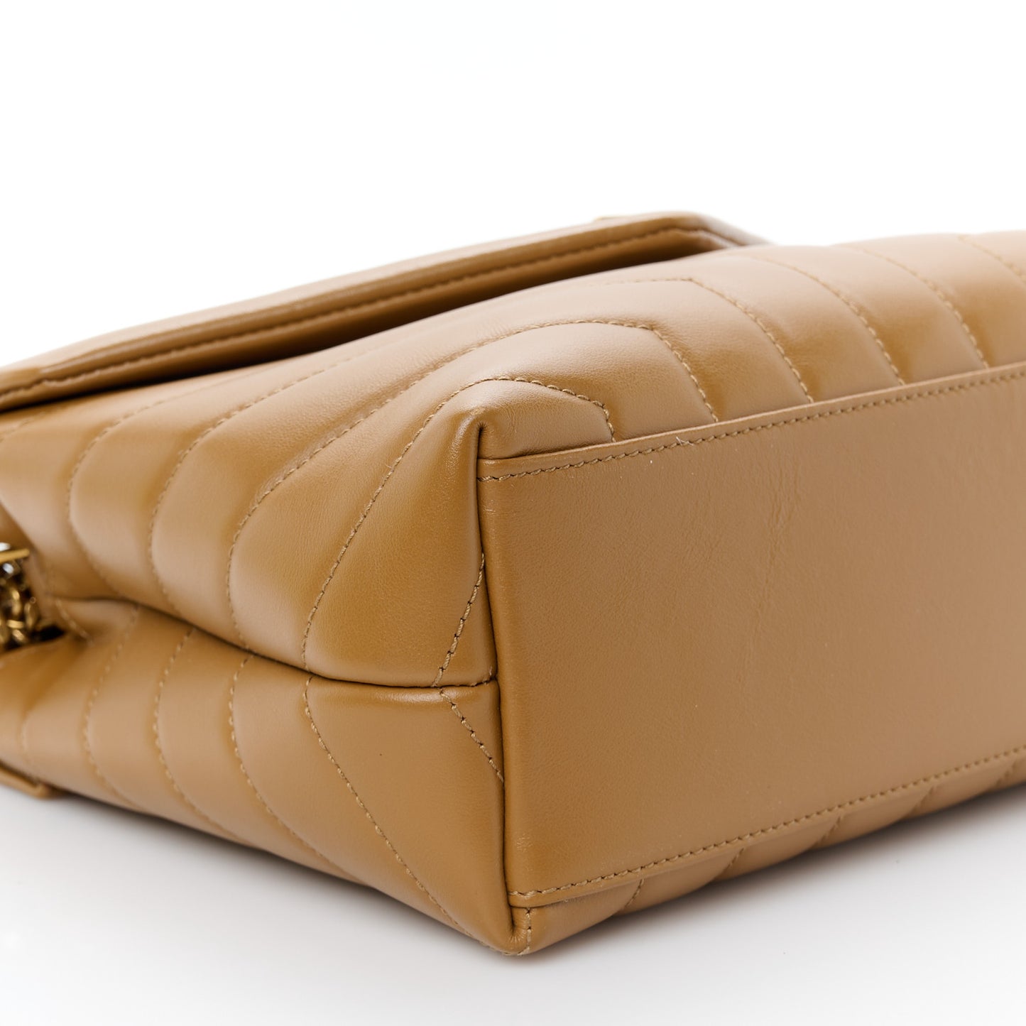 Calfskin Y Quilted Monogram Small Loulou Chain Satchel Dark Natural