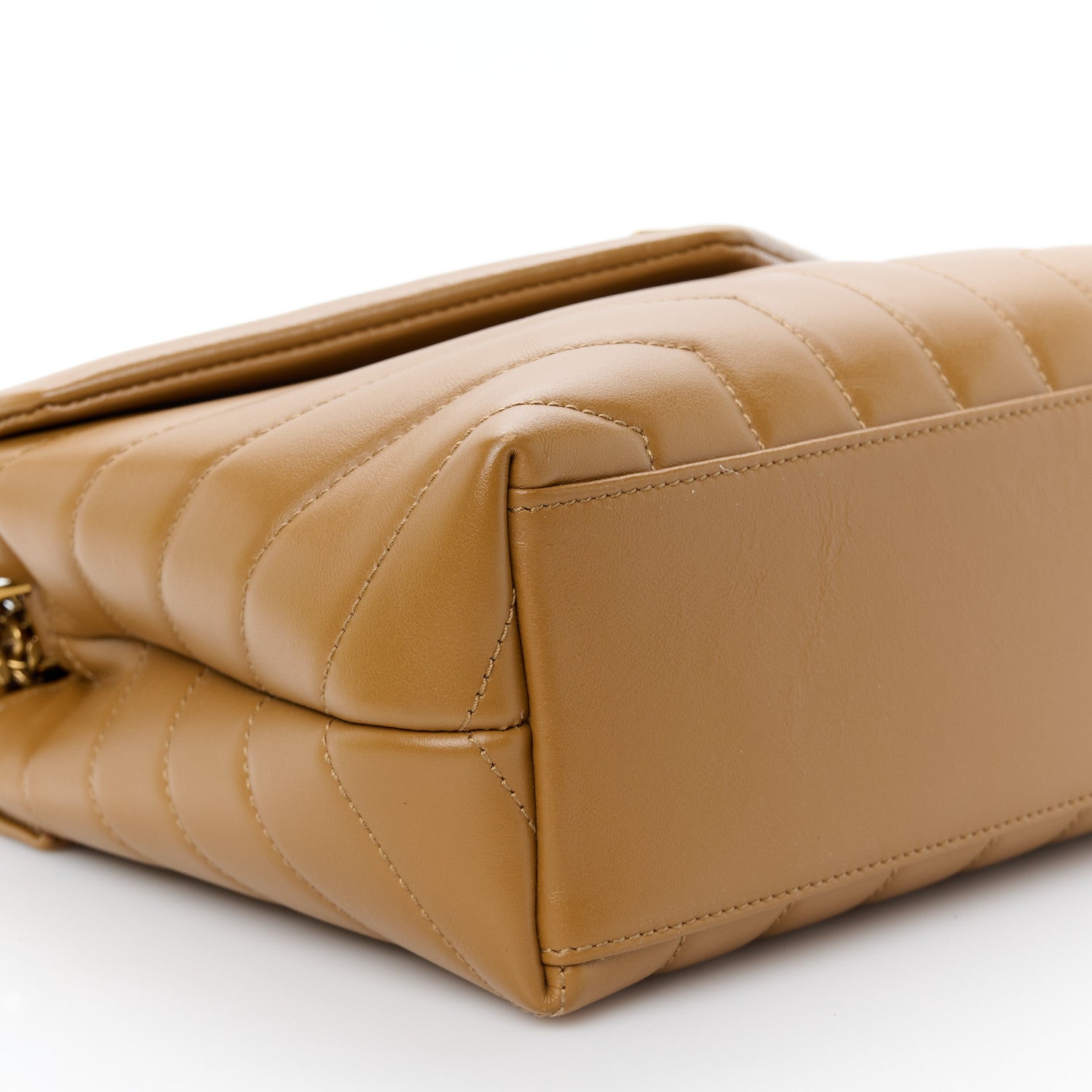 Saint Laurent Calfskin Y Quilted Monogram Small Loulou Chain Satchel Dark Natural 10 of 11