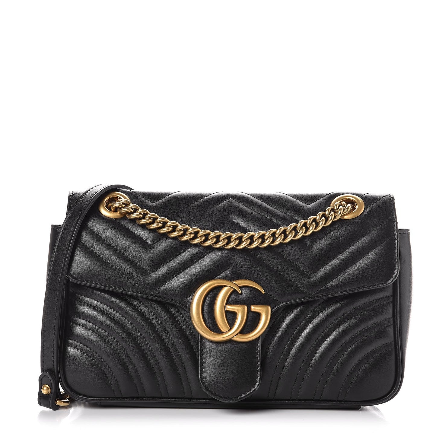 Calfskin Matelasse Small GG Marmont Shoulder Bag Black