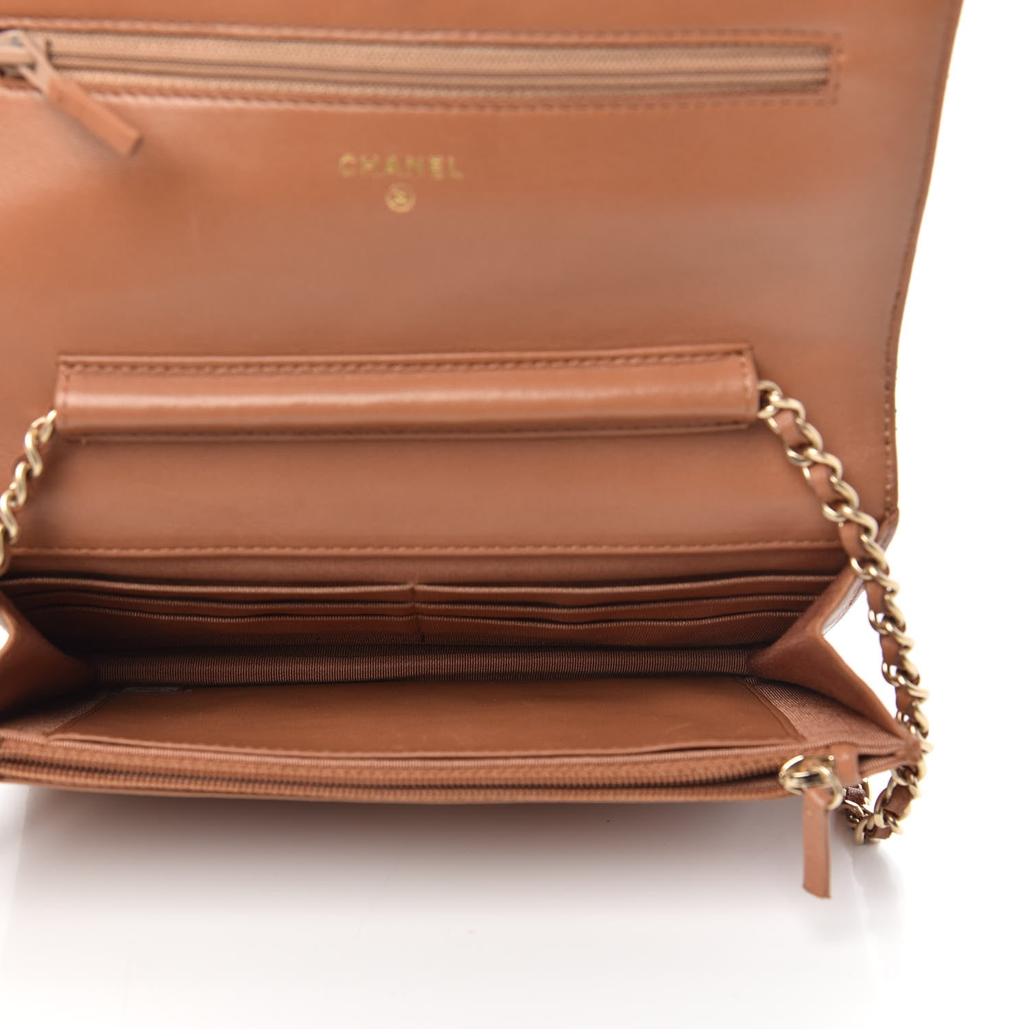 Chanel Lambskin Quilted Wallet on Chain WOC Brown 5 of 13