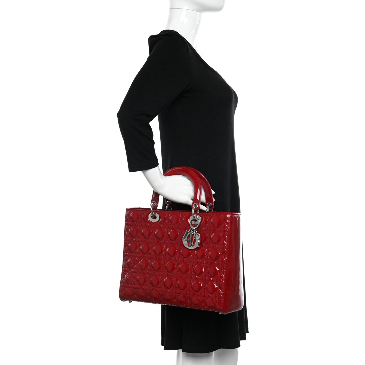 Christian Dior Patent Cannage Large Lady Dior Red 2 of 10