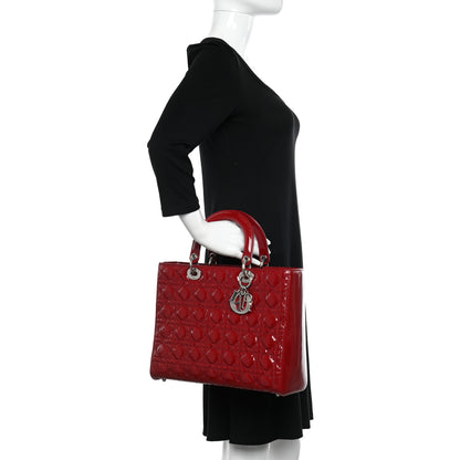 Christian Dior Patent Cannage Large Lady Dior Red 2 of 10