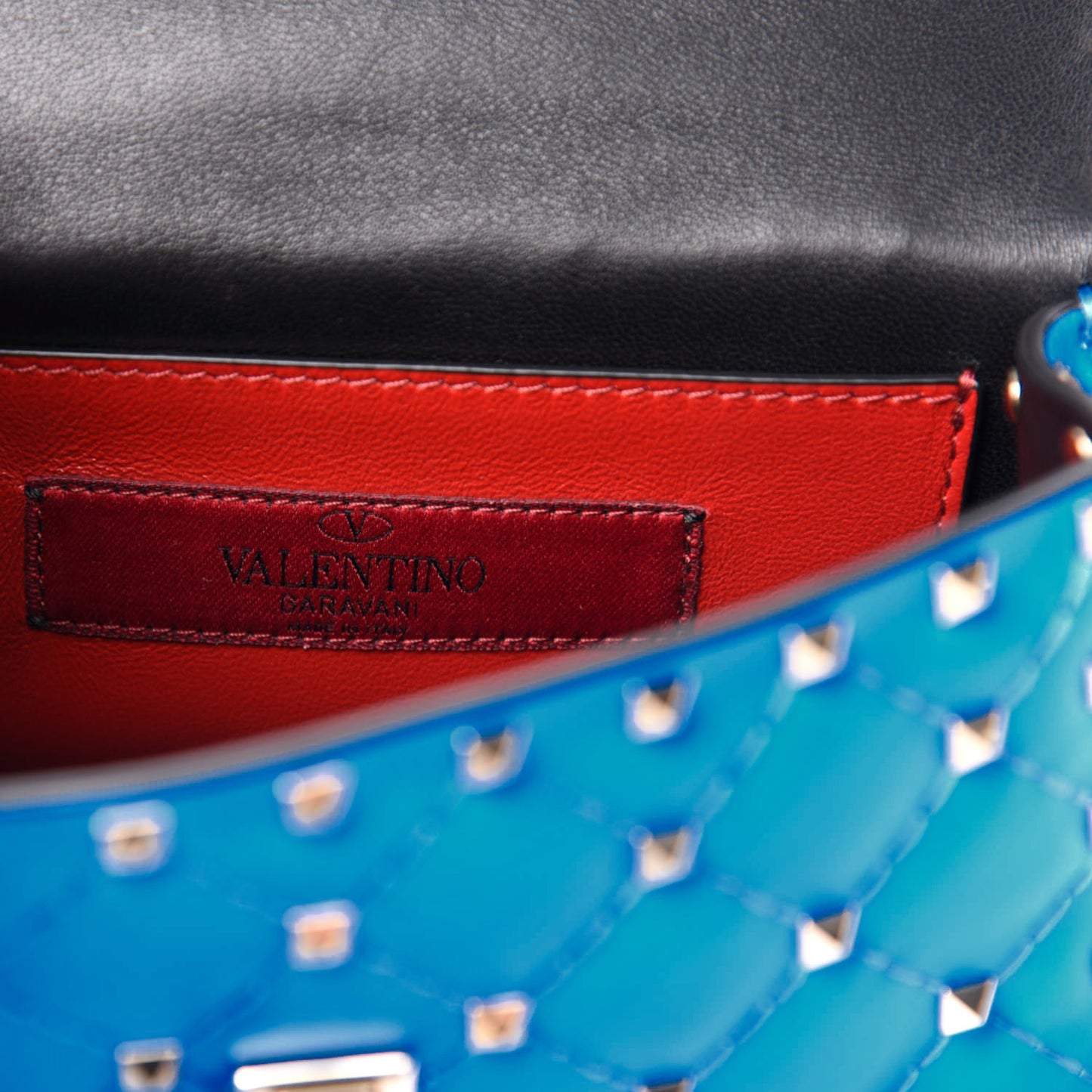 Calfskin Mini Rockstud Spike Shoulder Bag Blue Fluo