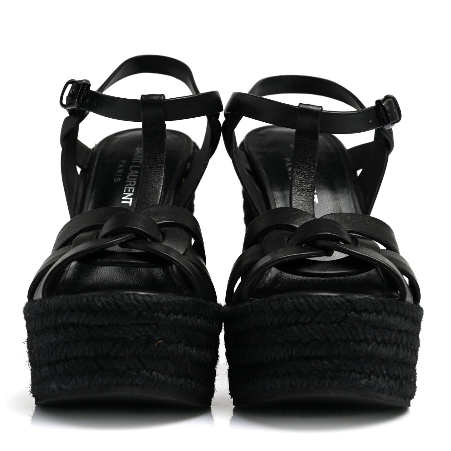Calfskin 85 Platform Espadrille Wedge Sandals 36 Black