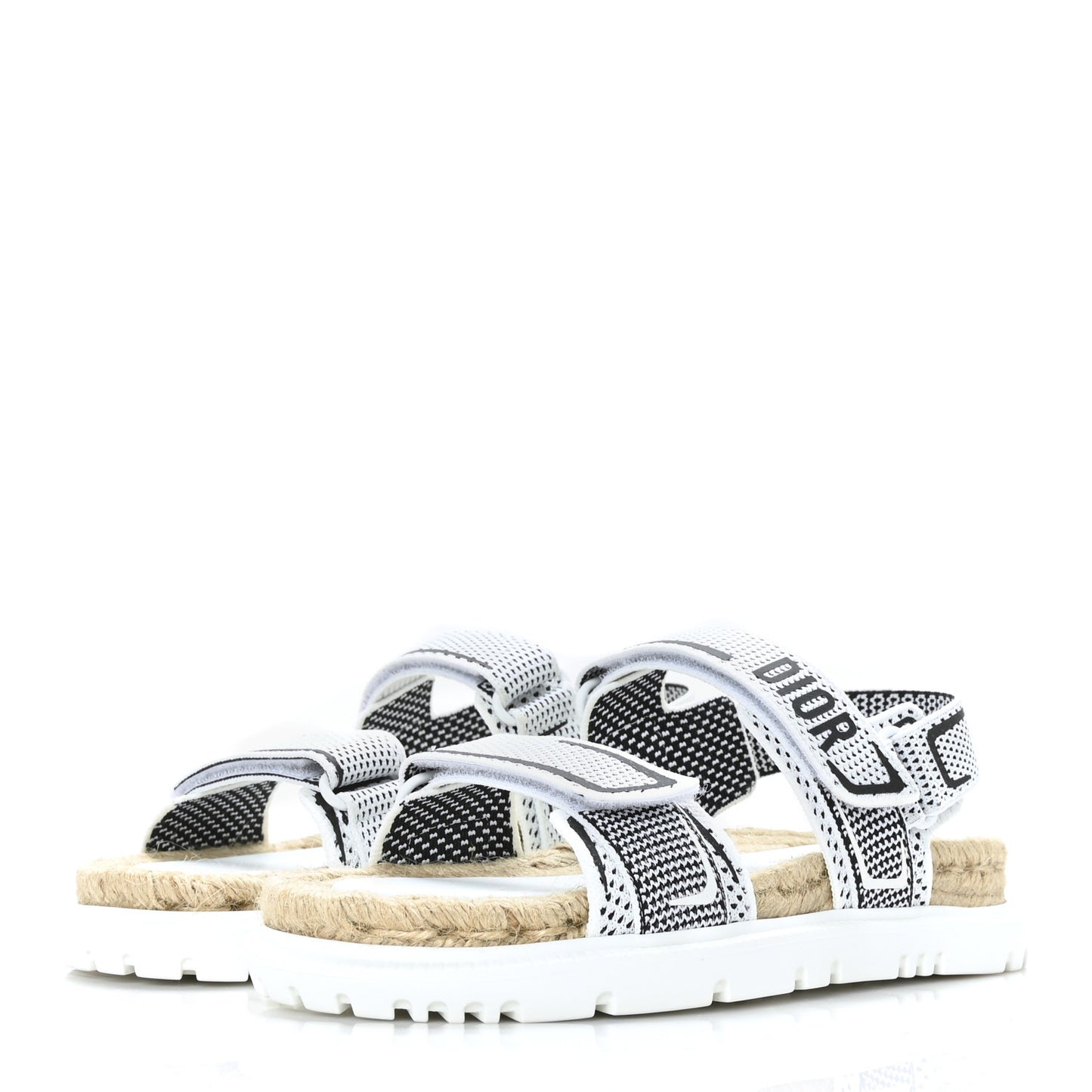 Technical Knit Jute Dioract 10mm Sandals 38 White Black