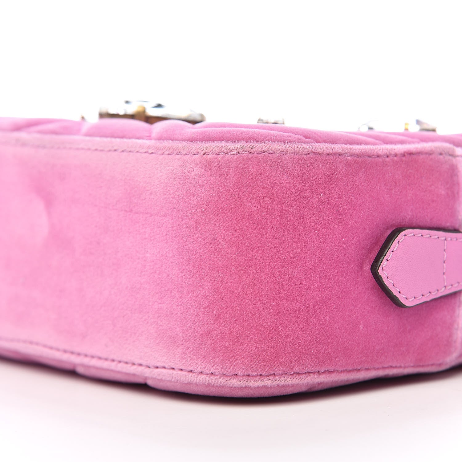 Gucci Velvet Matelasse Marquise Crystals Mini GG Marmont Chain Shoulder Bag Malva 9 of 12