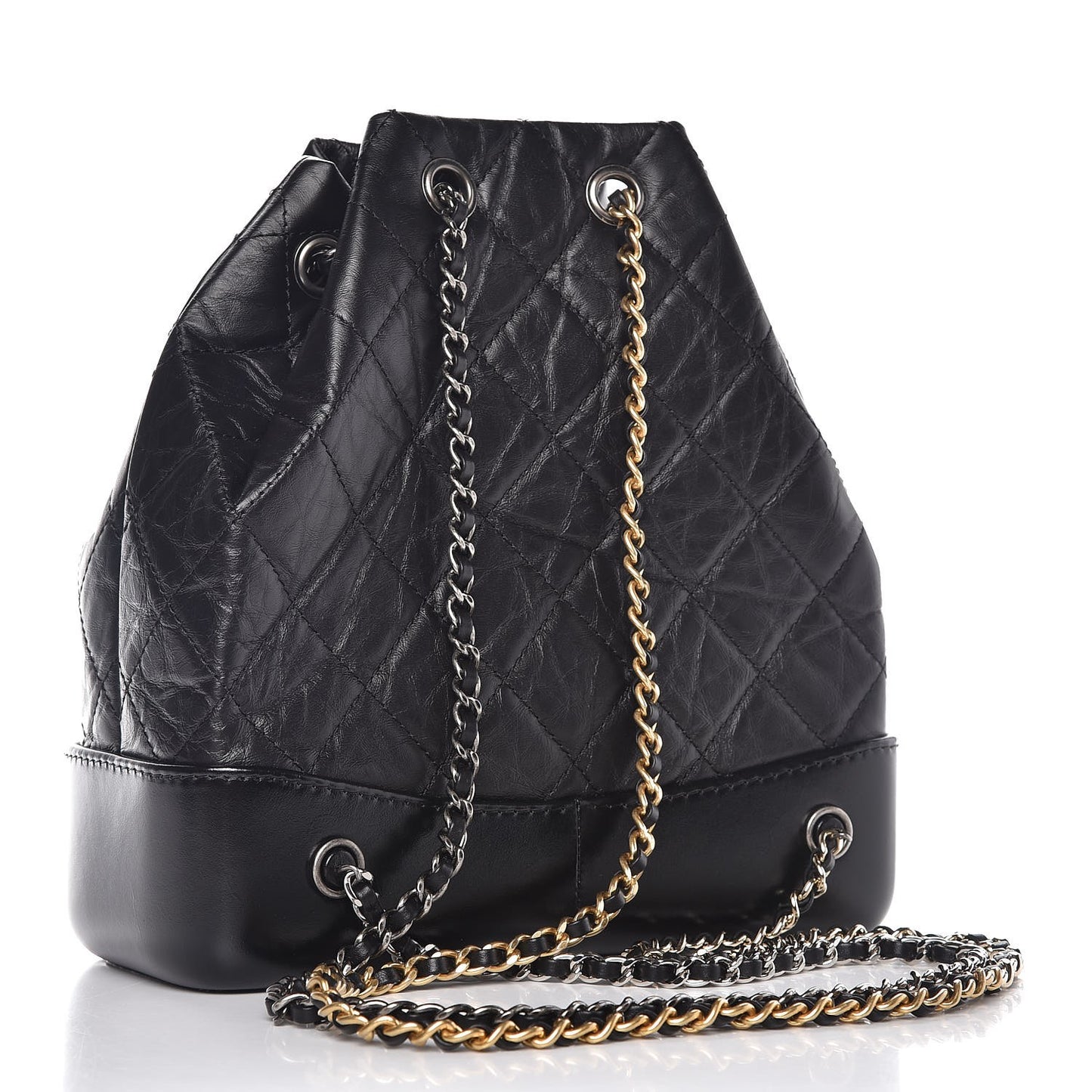 Aged Calfskin Quilted Small Gabrielle Backpack Black