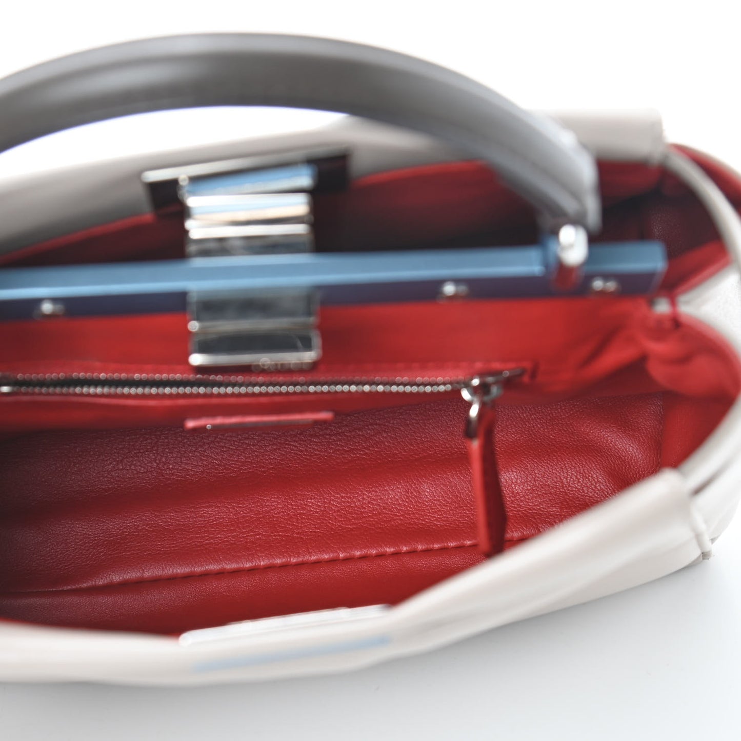 Nappa Colorblock Mini Peekaboo Iconic Satchel Grigio Polvere Carbone Bloody Mary