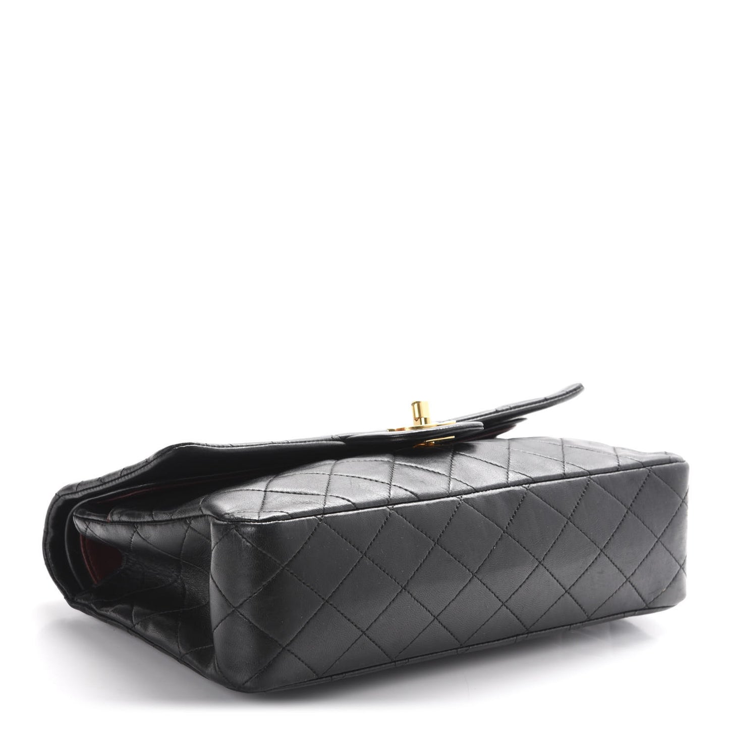 Lambskin Quilted Medium Double Flap Black
