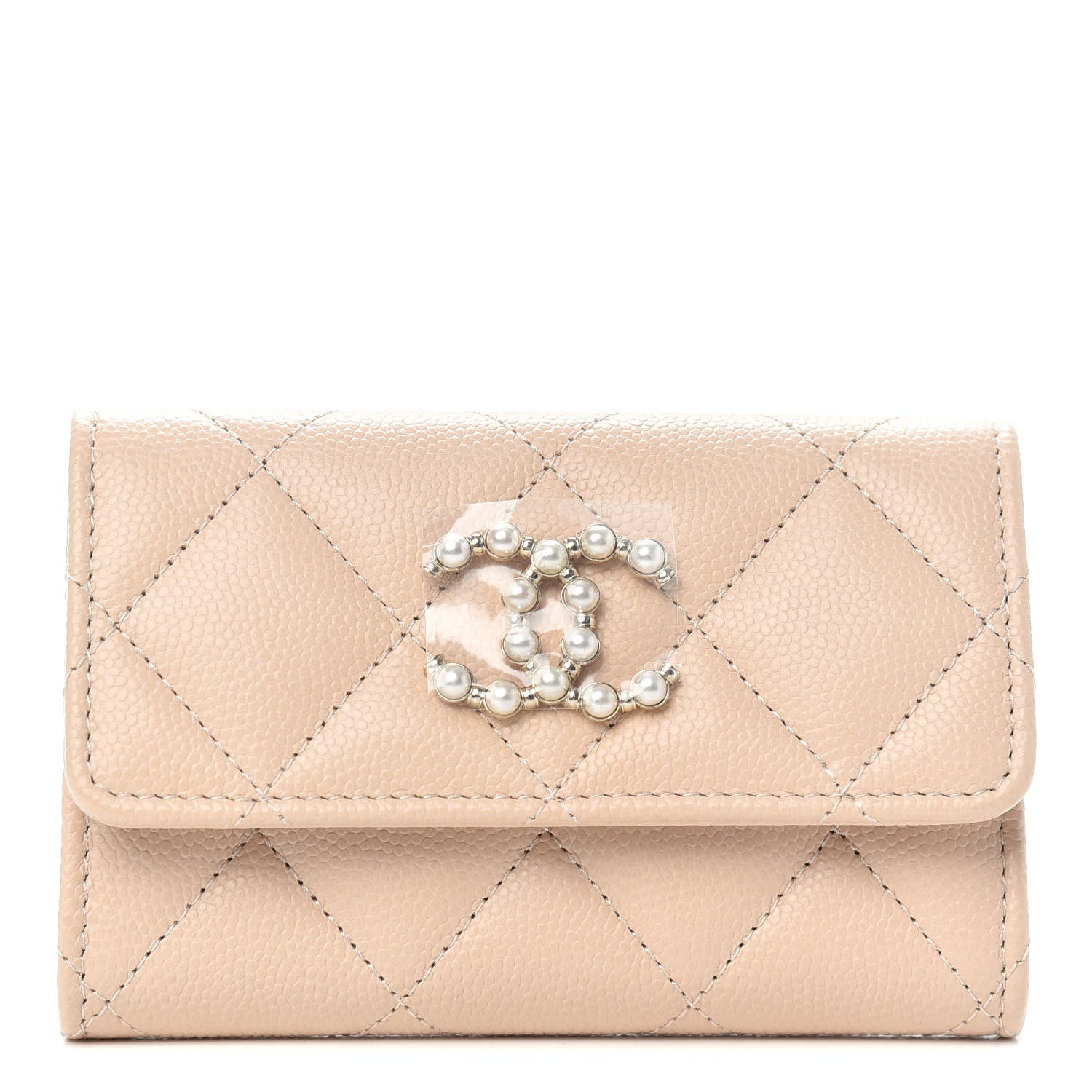 Chanel Caviar Pearl Quilted Coco Candy Flap Card Holder Beige 1 of 8