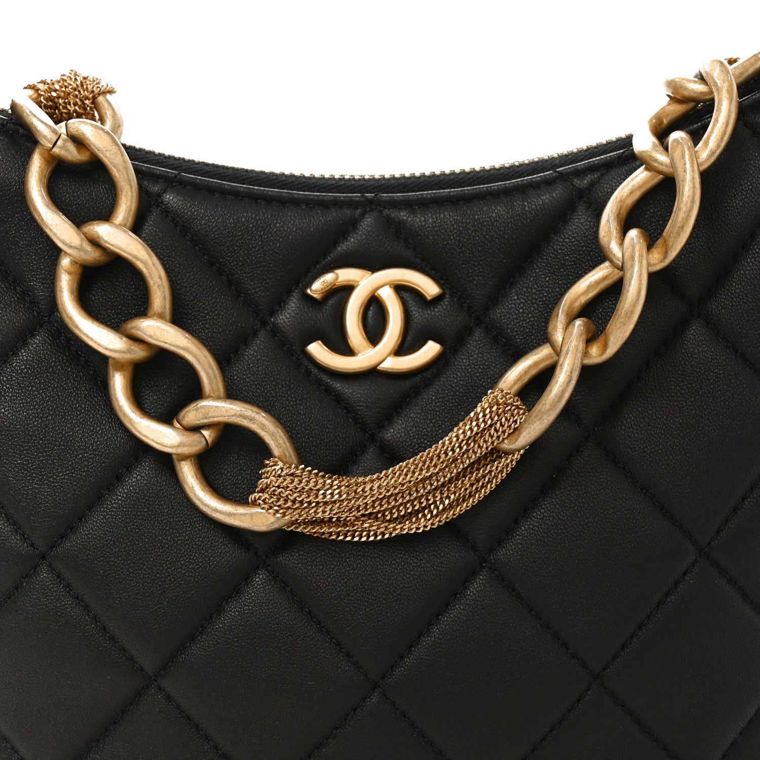 Chanel Lambskin Quilted CC Chain Hobo Black 8 of 10