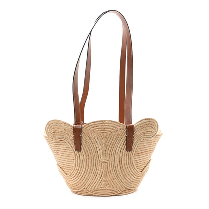 Celine Braided Raffia Calfskin Triomphe Small Panier Tan 1 of 12