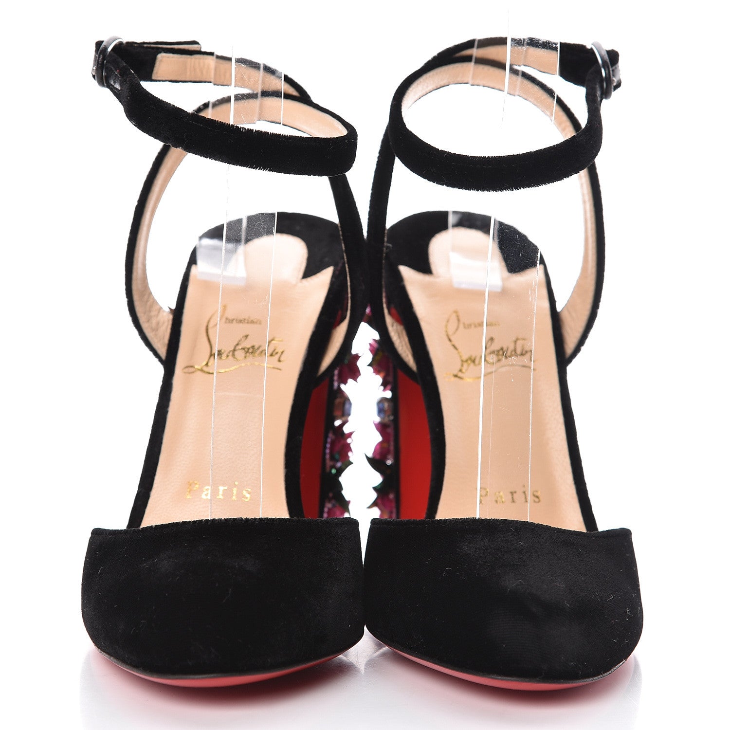 Christian Louboutin Velvet Madonaflor 100 Ankle Strap Pumps 37 Black 2 of 9