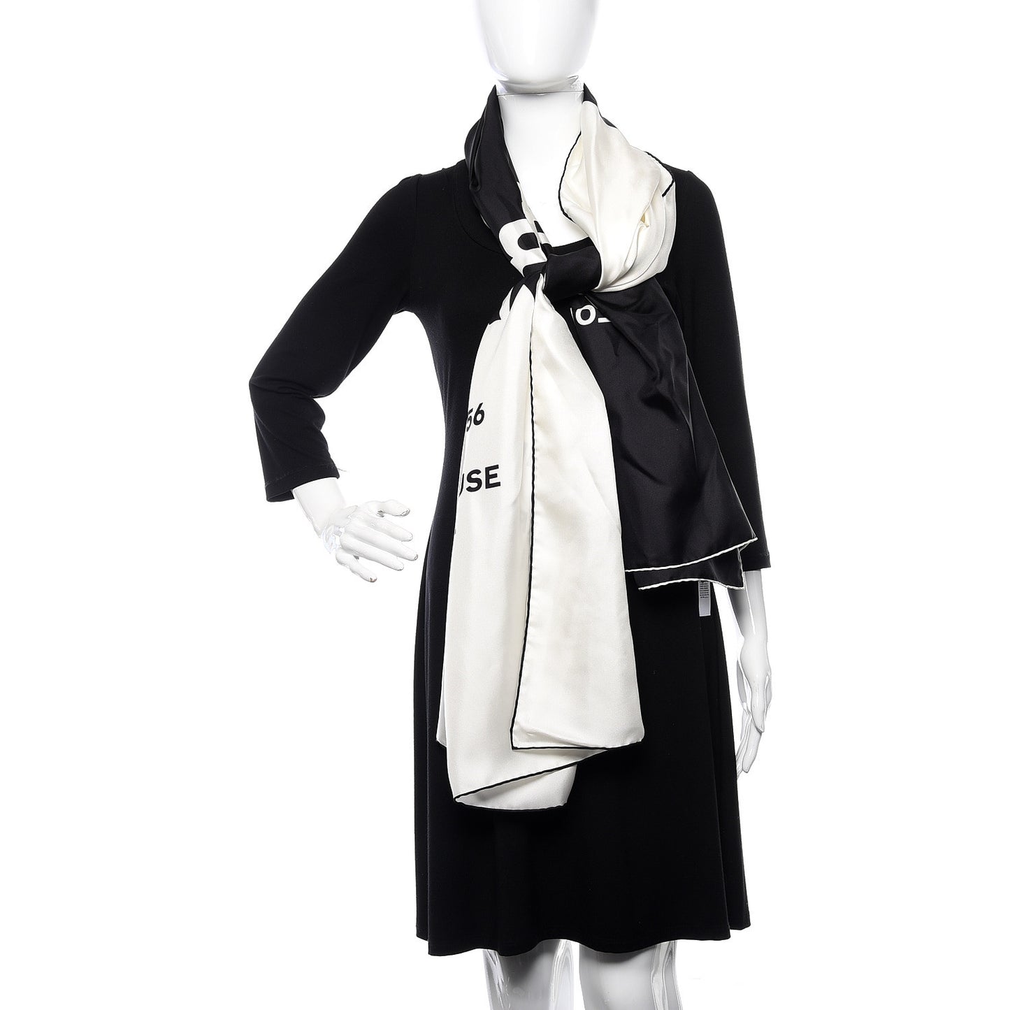 Silk Horseferry Print Scarf Black White