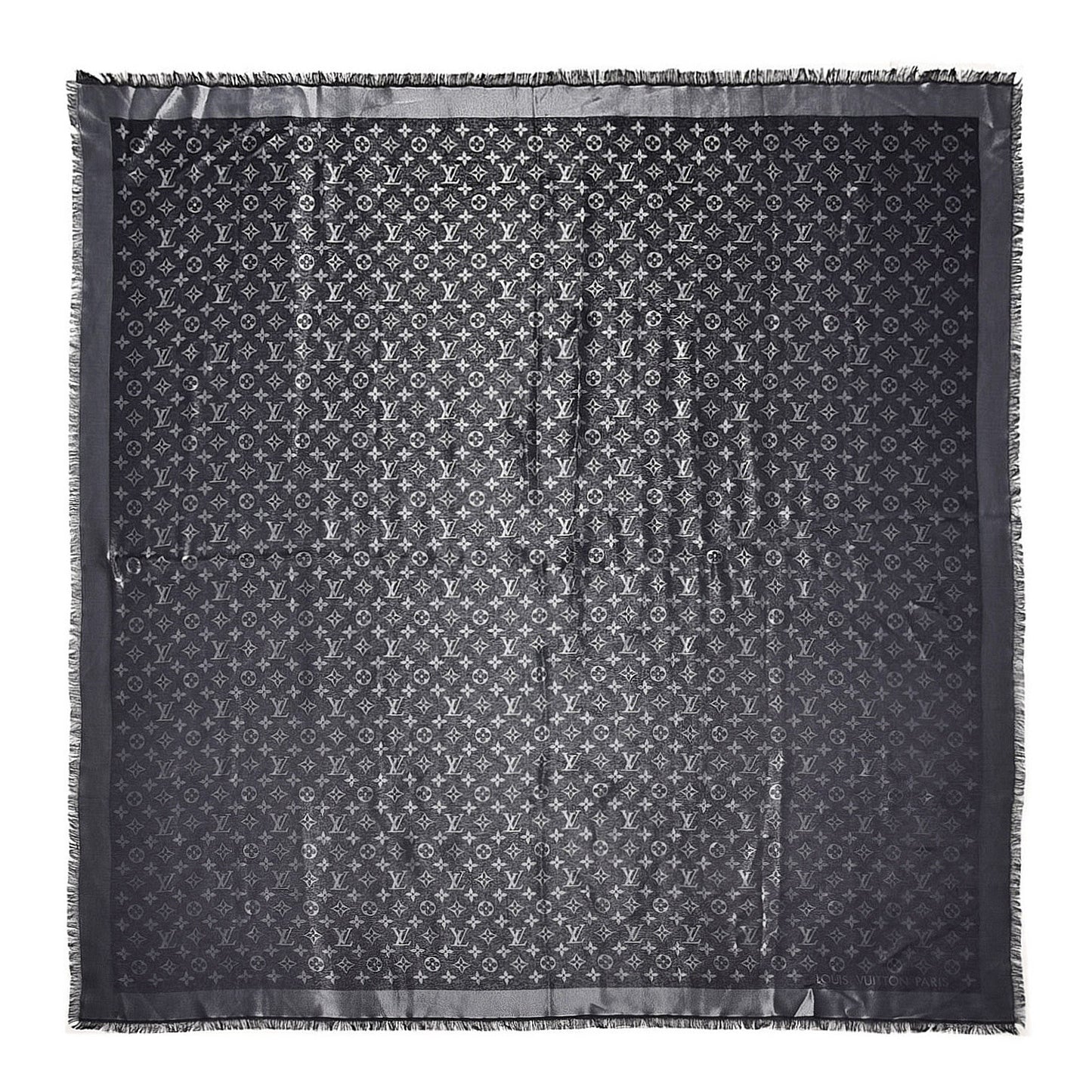 Silk Lurex Wool Monogram Shine Shawl Black