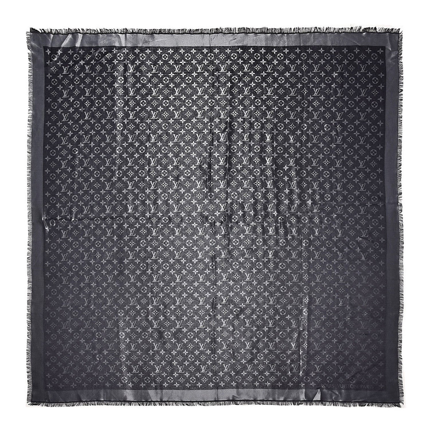 Louis Vuitton Silk Lurex Wool Monogram Shine Shawl Black 1 of 3