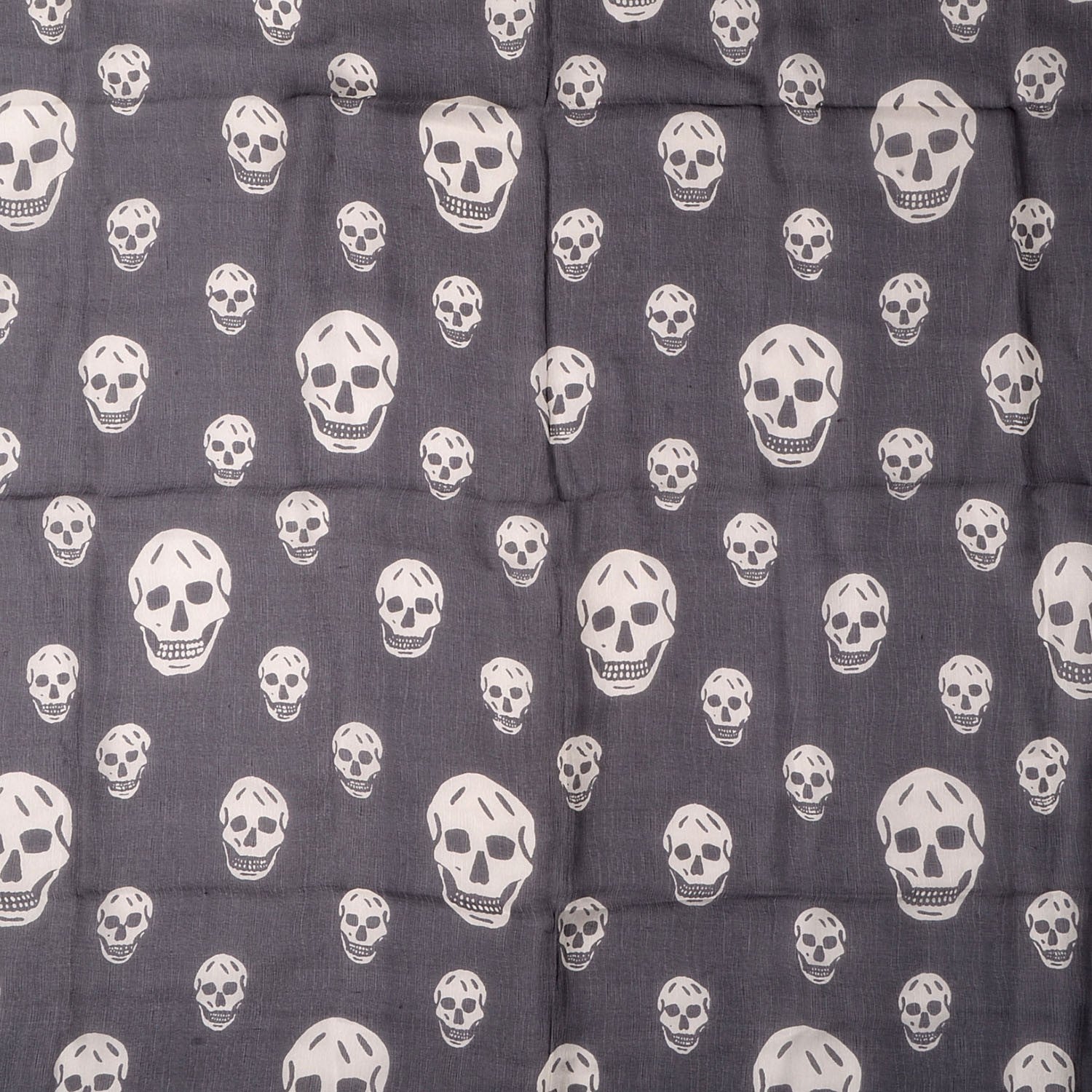 Alexander McQueen Silk Chiffon Skull Scarf Black Ivory 1 of 8
