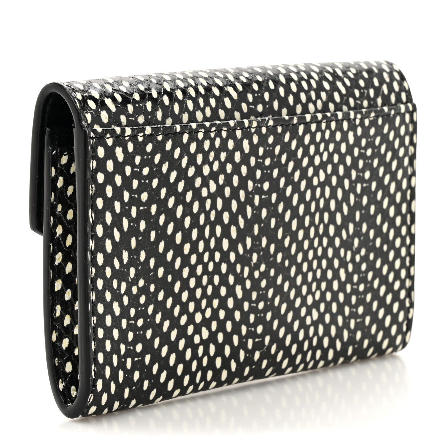 Saint Laurent Calfskin Lambskin Snakeskin Embossed Small Monogram Envelope Wallet Black White 3 of 8