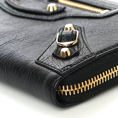 Balenciaga Agneau Classic Gold Hardware Continental Zip Around Wallet Black 9 of 9