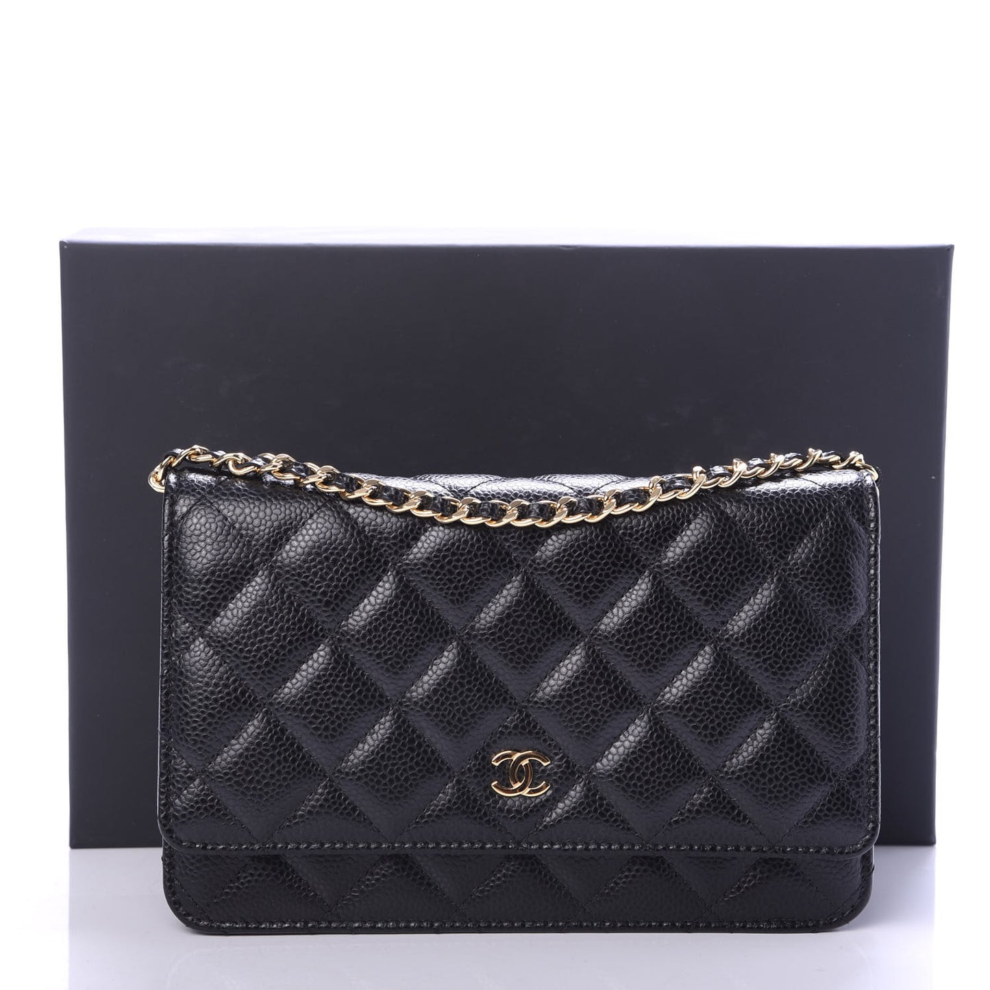 Caviar Quilted Wallet On Chain WOC Black