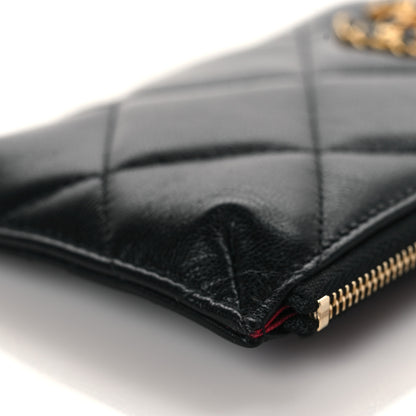 Chanel Shiny Goatskin Quilted Chanel 19 Phone and Card Holder Black 9 of 9