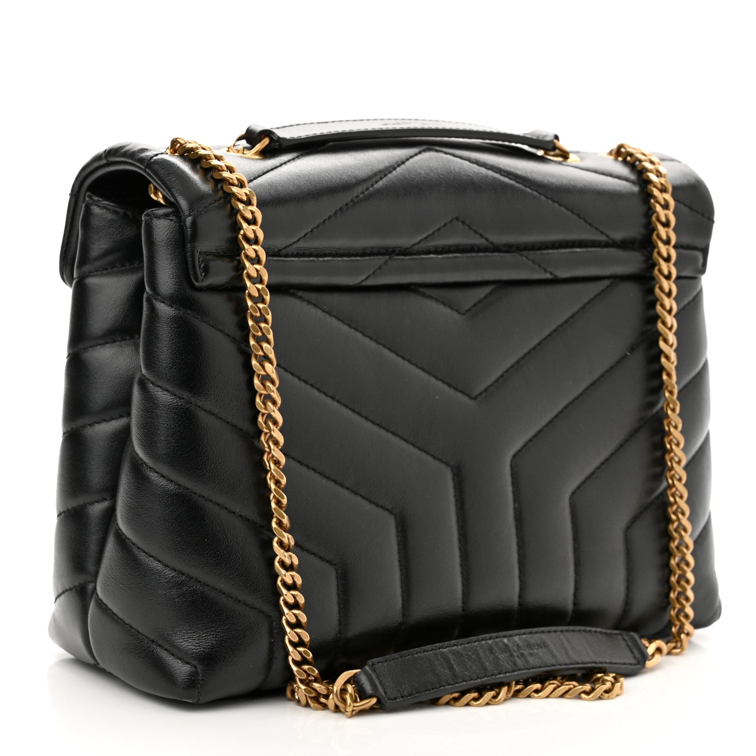 Saint Laurent Calfskin Y Quilted Monogram Small Loulou Chain Satchel Black 3 of 12
