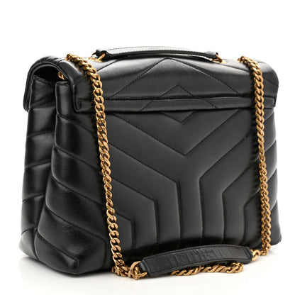 Saint Laurent Calfskin Y Quilted Monogram Small Loulou Chain Satchel Black 3 of 12