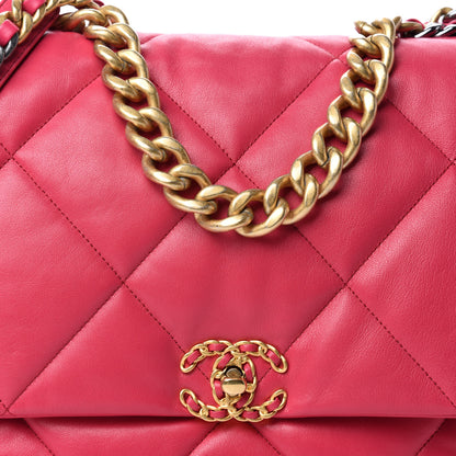 Chanel Goatskin Quilted Maxi Chanel 19 Flap Pink 10 of 11