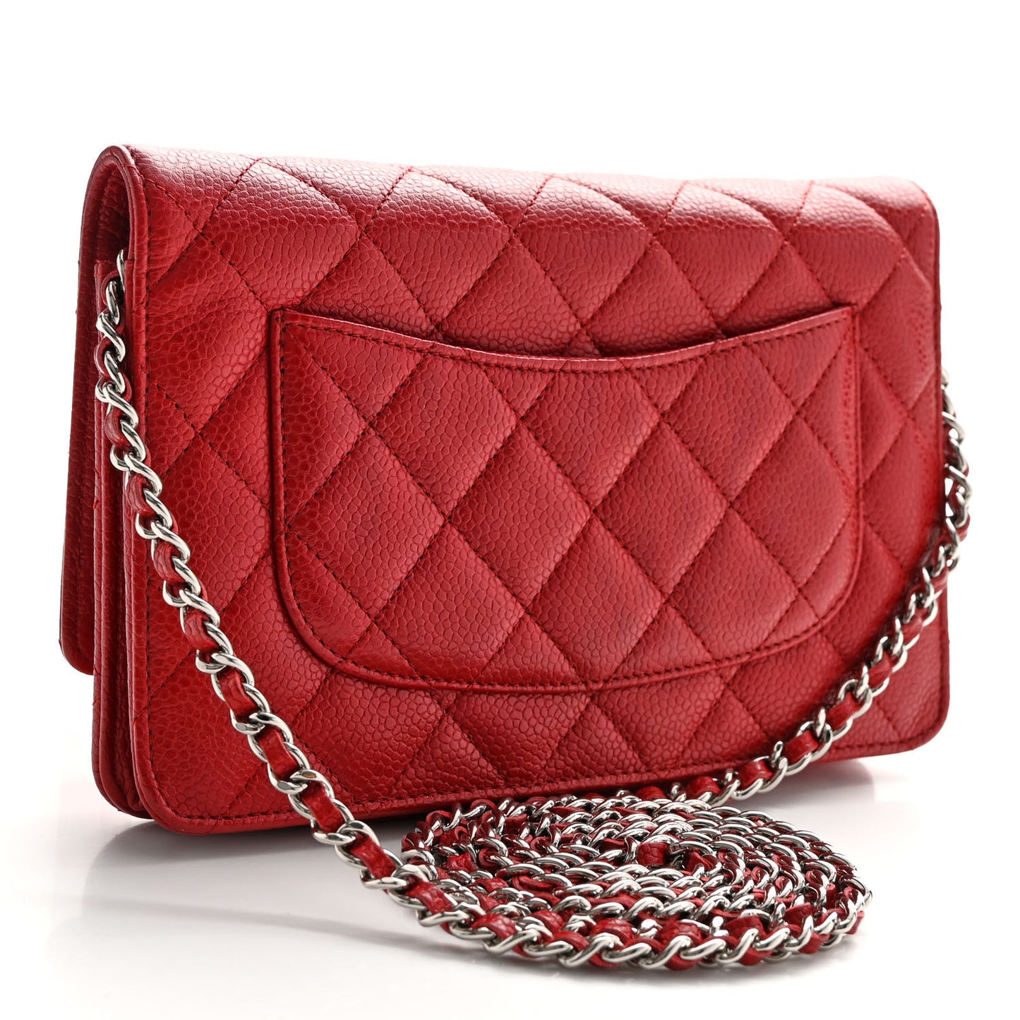 Caviar Quilted Wallet on Chain WOC Red