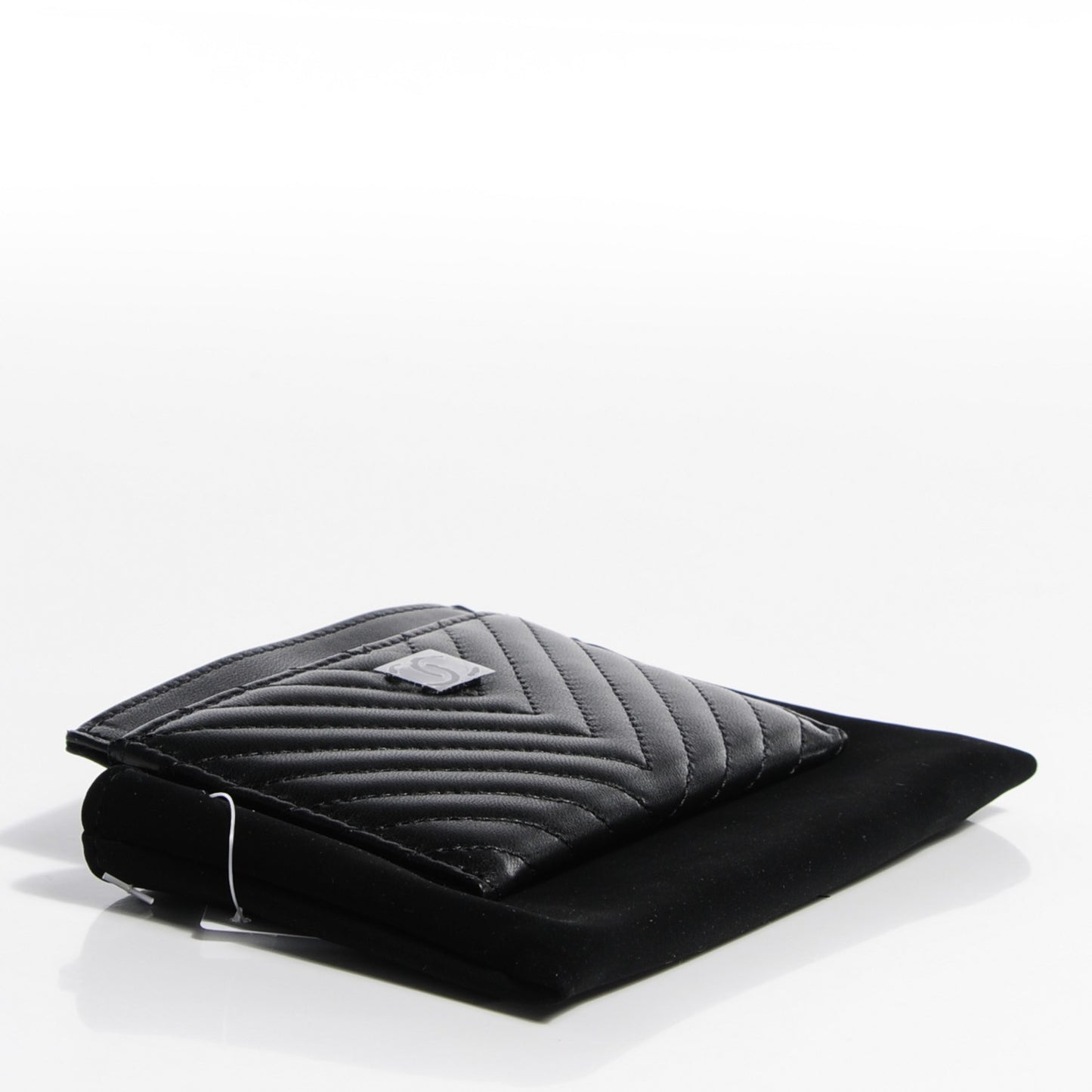 Lambskin Chevron Card Holder So Black