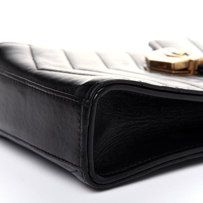 Chanel Calfskin Chevron Quilted Medal Mini Clutch With Chain Black 13 of 17