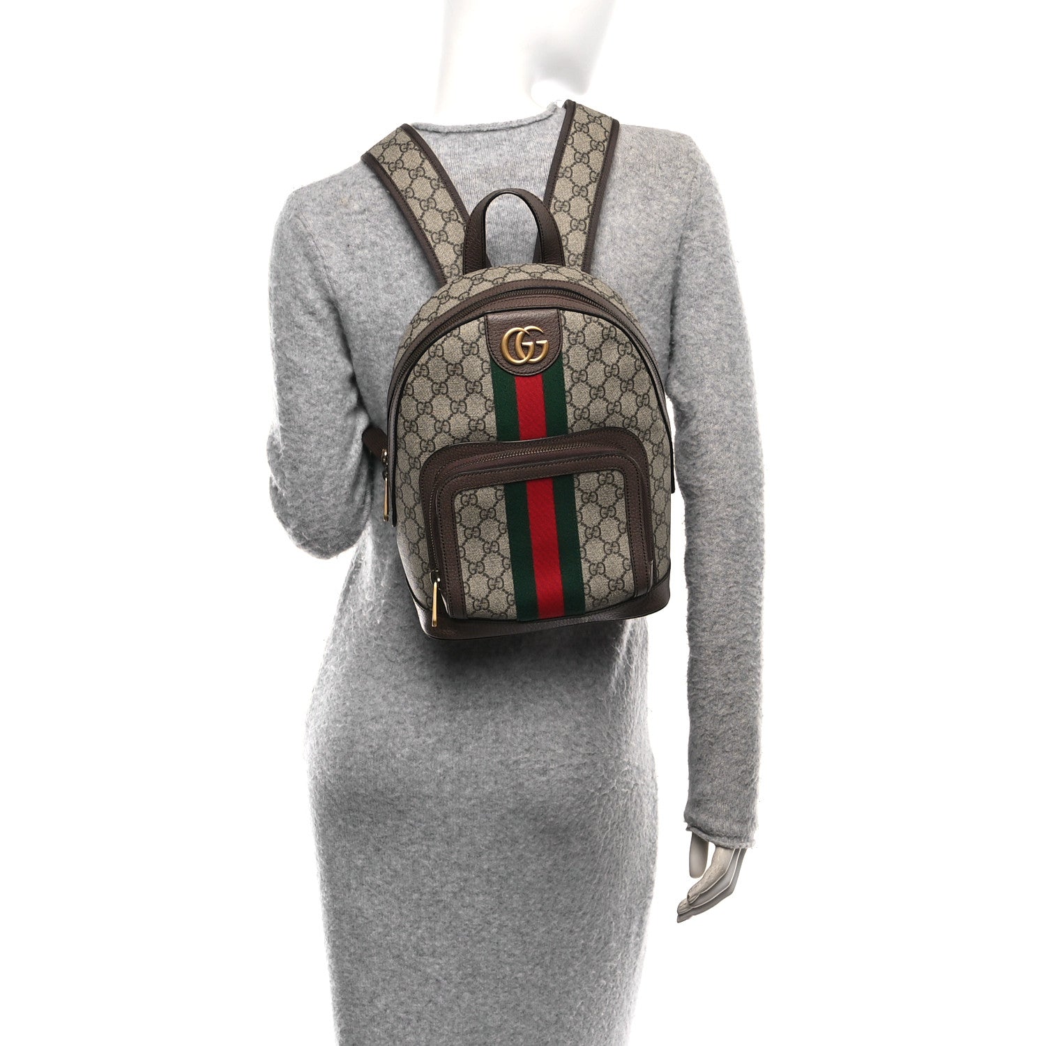 Gucci GG Supreme Monogram Calfskin Web Small Ophidia Day Backpack Beige Ebony New Acero 2 of 10