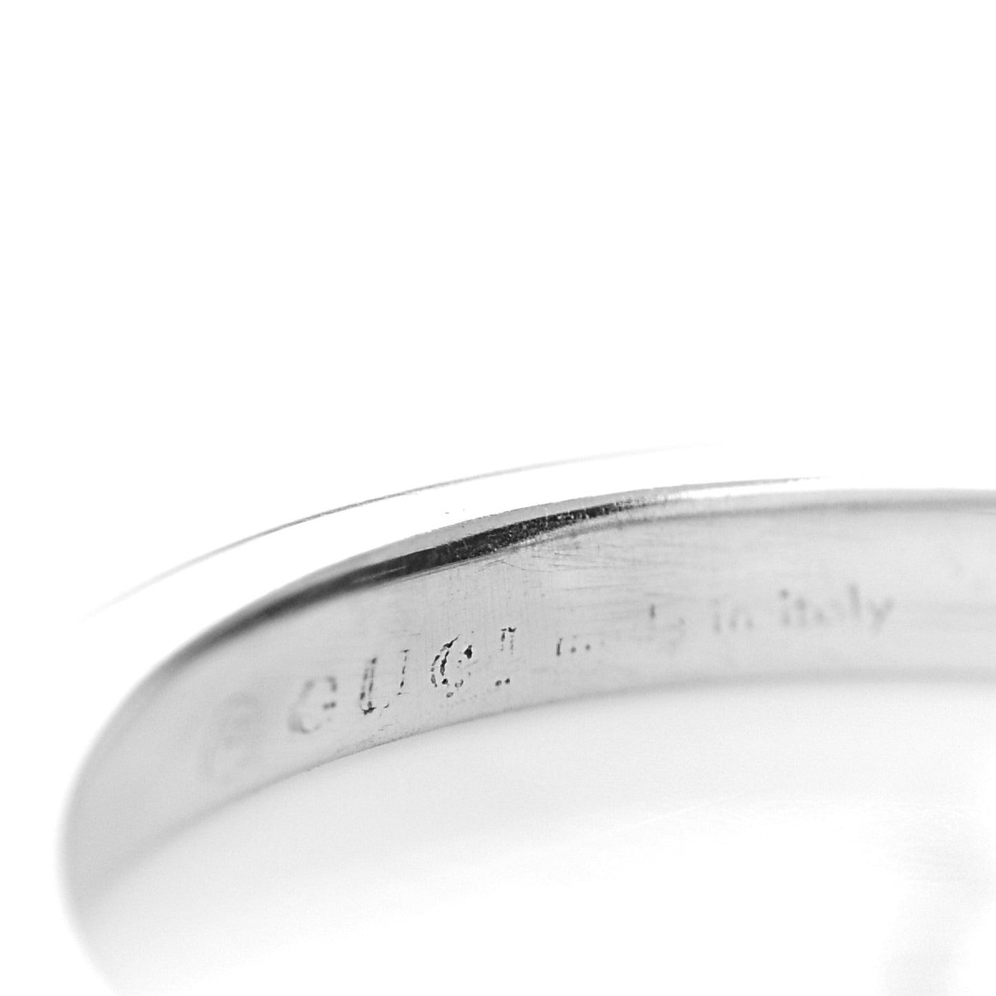 18K White Gold Diamond Logo Script Ring 51 5.75