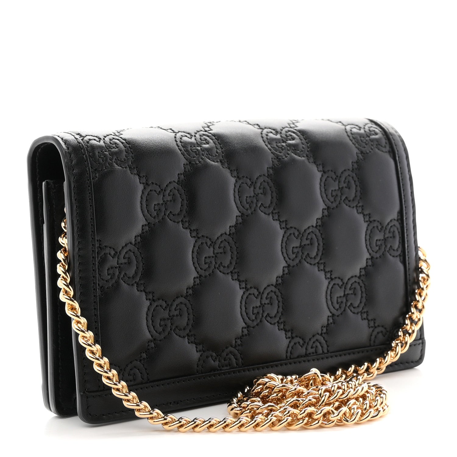 Gucci Calfskin GG Matelasse Chain Wallet Black 3 of 10