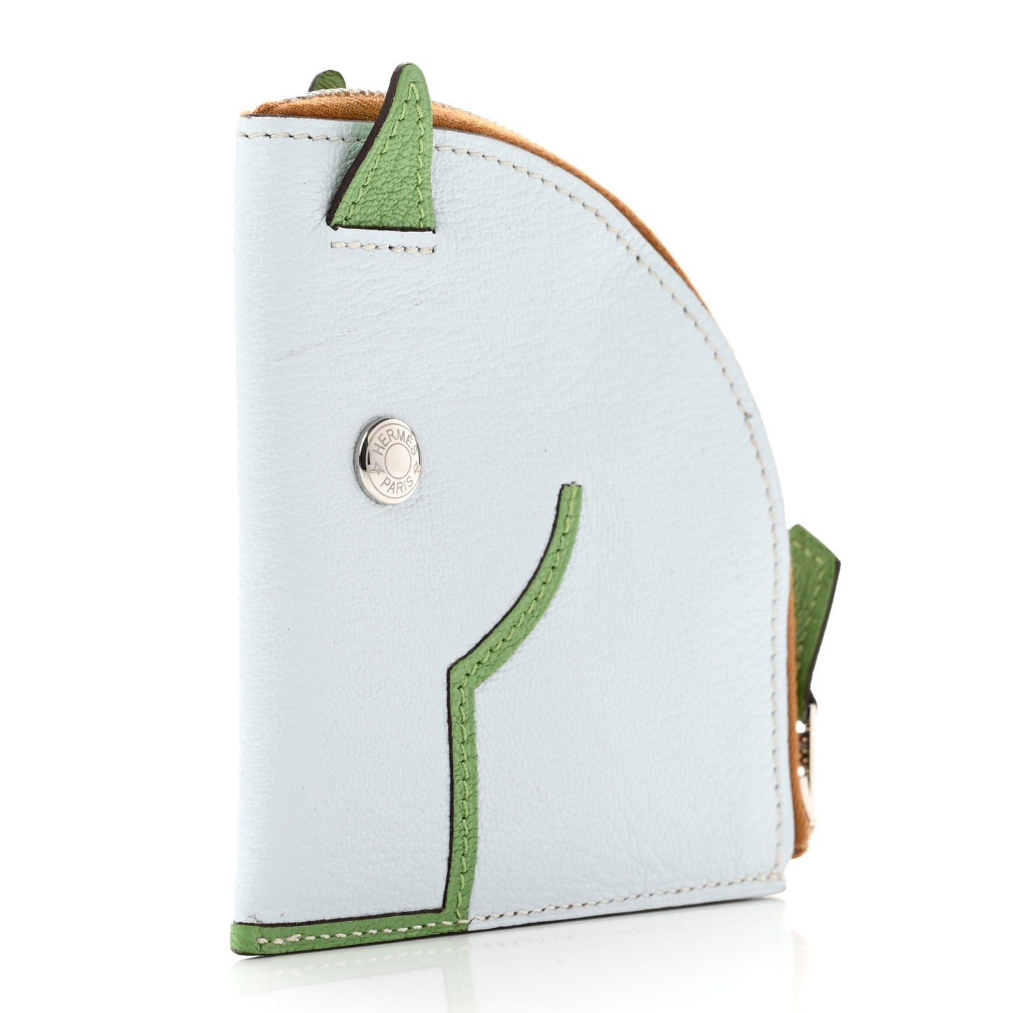 Chevre Mysore Paddock Change Purse Blue Brume Vert Criquet