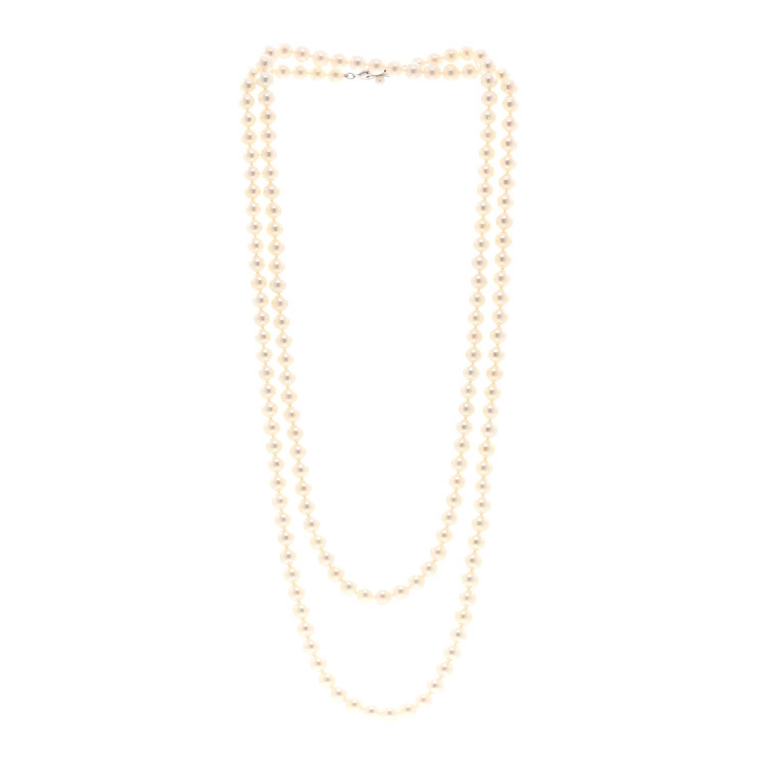 Mikimoto 14K White Gold Akoya Cultured Pearl 6.5-7mm Double Strand Necklace 3 of 5
