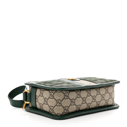 Gucci Monogram GG Mignon Textured Dollar Calfskin GG Supreme Monogram Quilted Mini GG Shoulder Bag Green Beige Ebony 4 of 12
