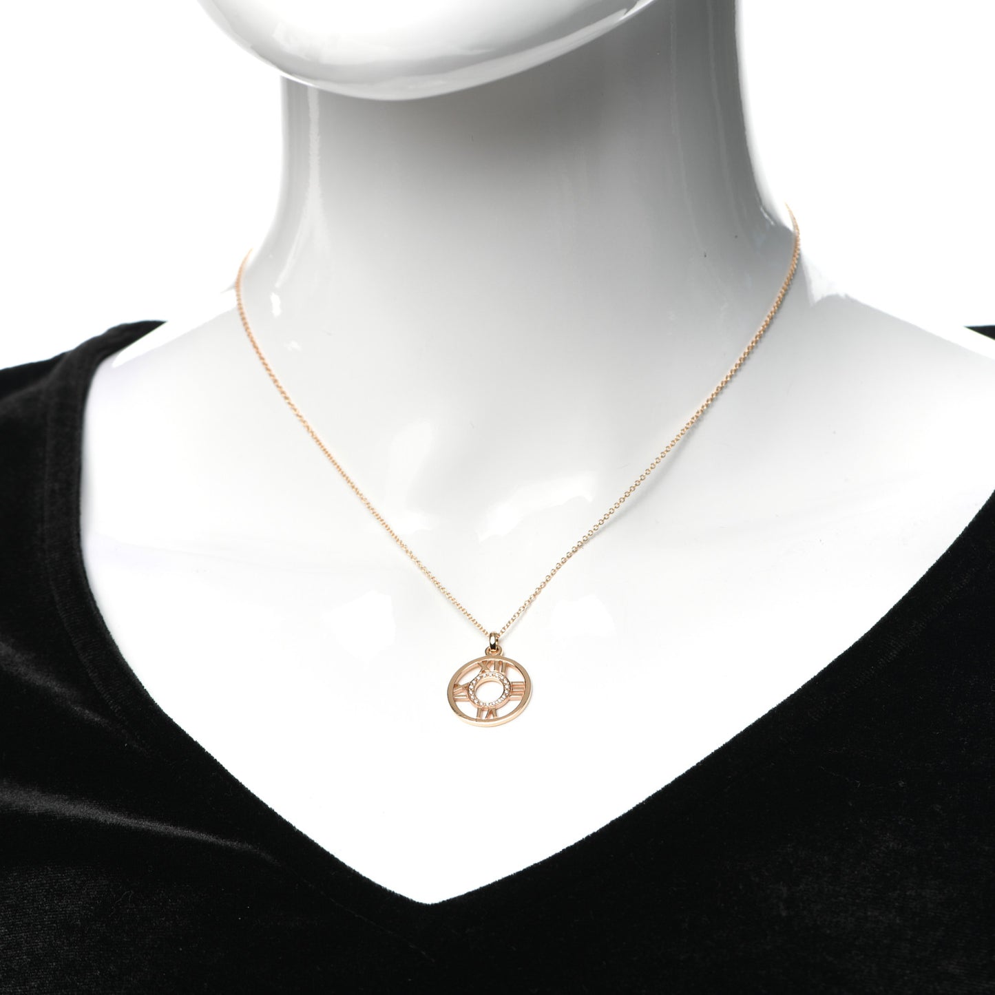 18K Rose Gold Diamond Small Atlas Open Pendant Necklace