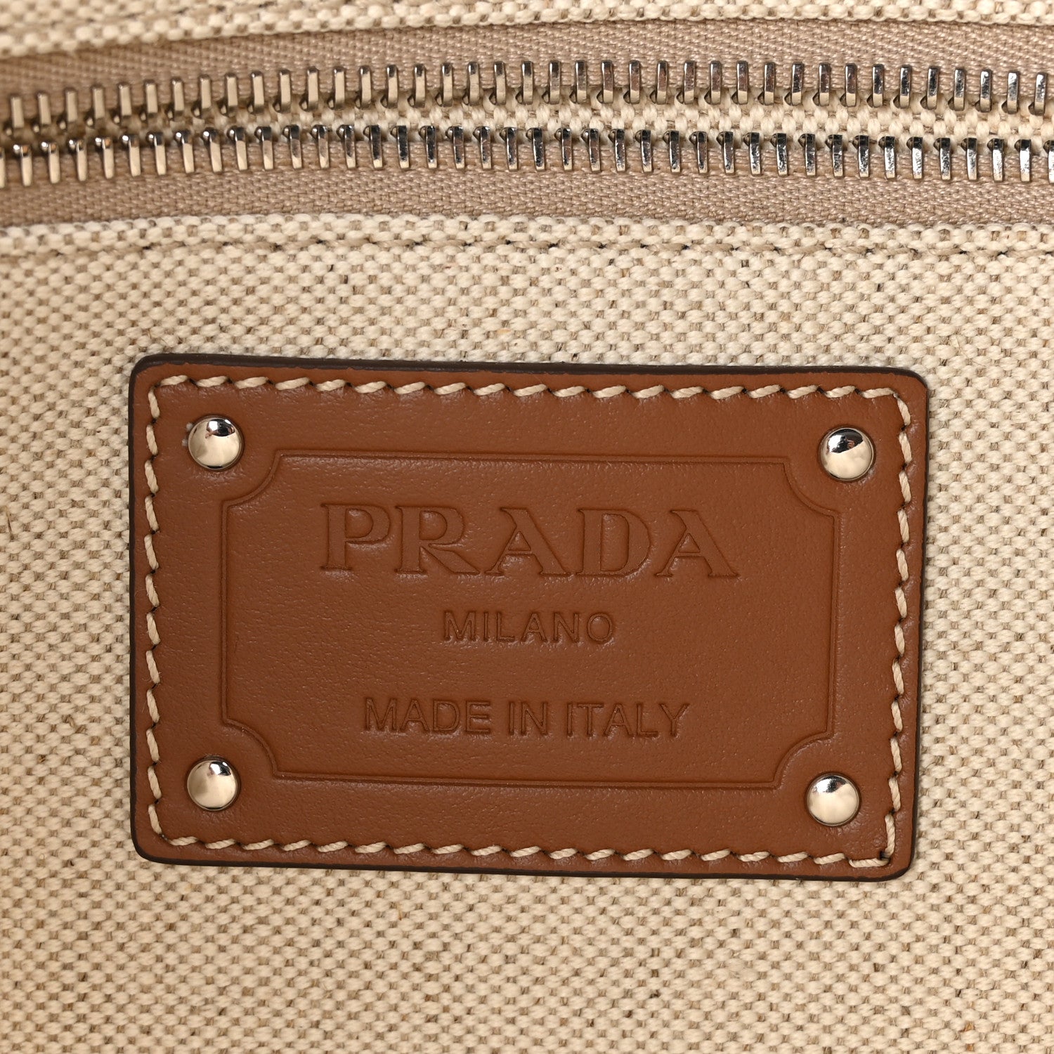 Prada Mistolino Vitello Logo Tote Naturale Cognac 6 of 9