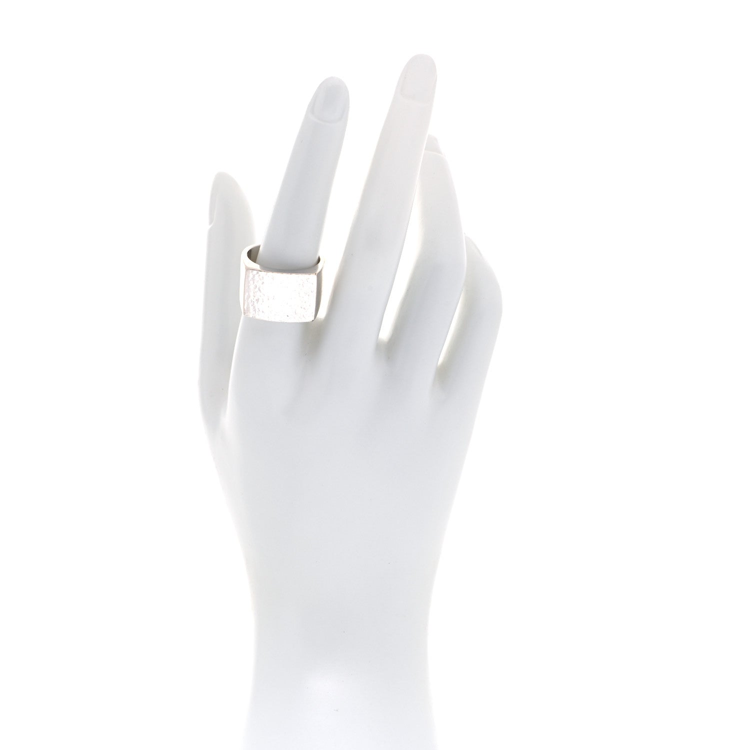 Gucci Sterling Silver Hammered Signet Ring 59 8.75 2 of 5