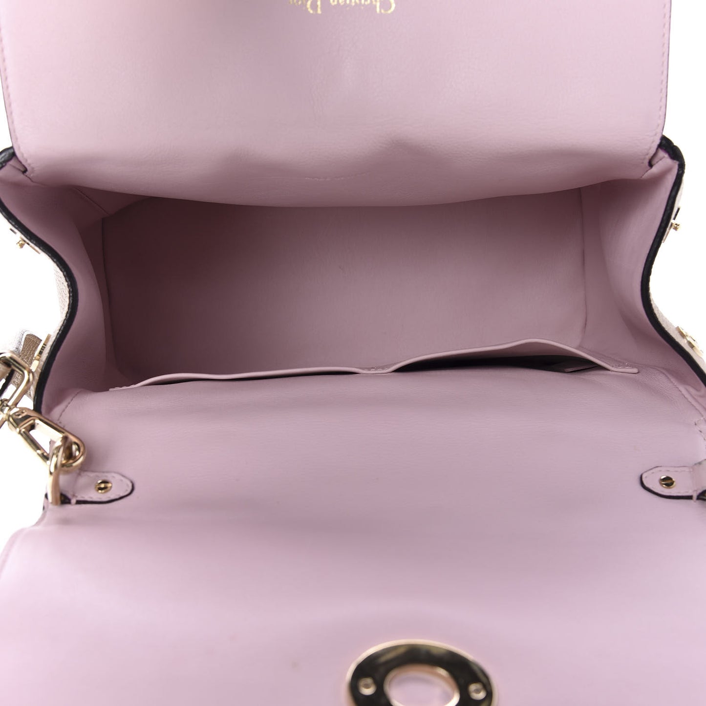 Metallic Bullcalf Small Be Dior Flap Pale Gold