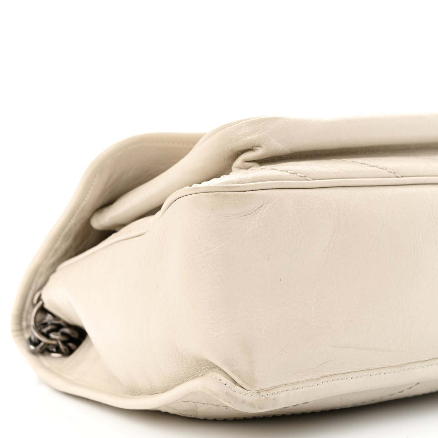 Crinkled Calfskin Matelasse Monogram Medium Niki Chain Satchel Crema Soft